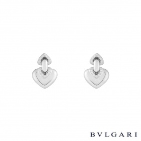 Bvlgari 18k White Gold Doppio Cuore Diamond Earrings 0.29ct